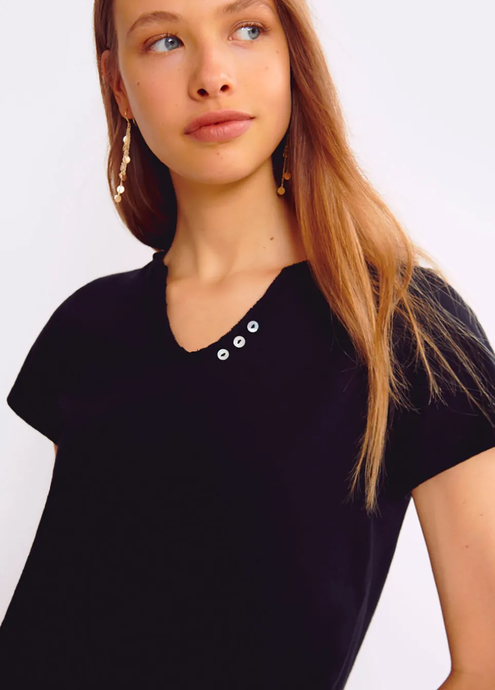 Bio Basic T-Shirt Knopen Mar