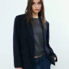 Blazer Oversized Streep Met Wol
