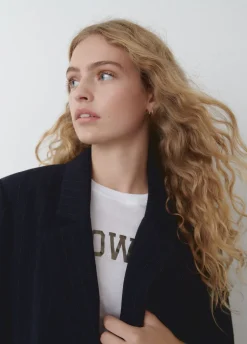 Blazer Oversized Streep Met Wol