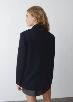 Blazer Oversized Streep Met Wol