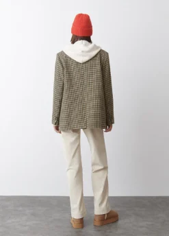 Blazer Overslag Pied-De-Poule Met Wol