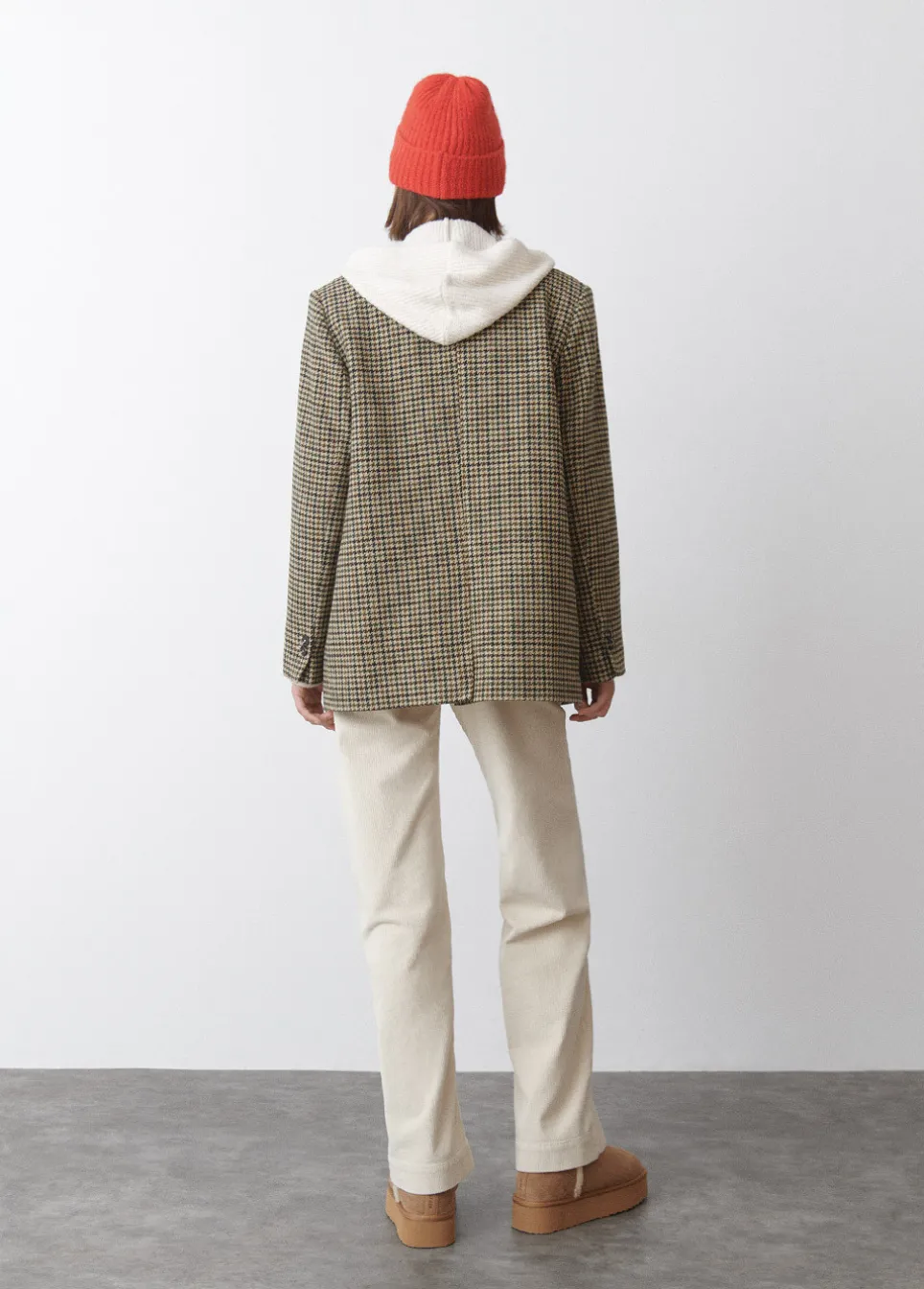 Blazer Overslag Pied-De-Poule Met Wol