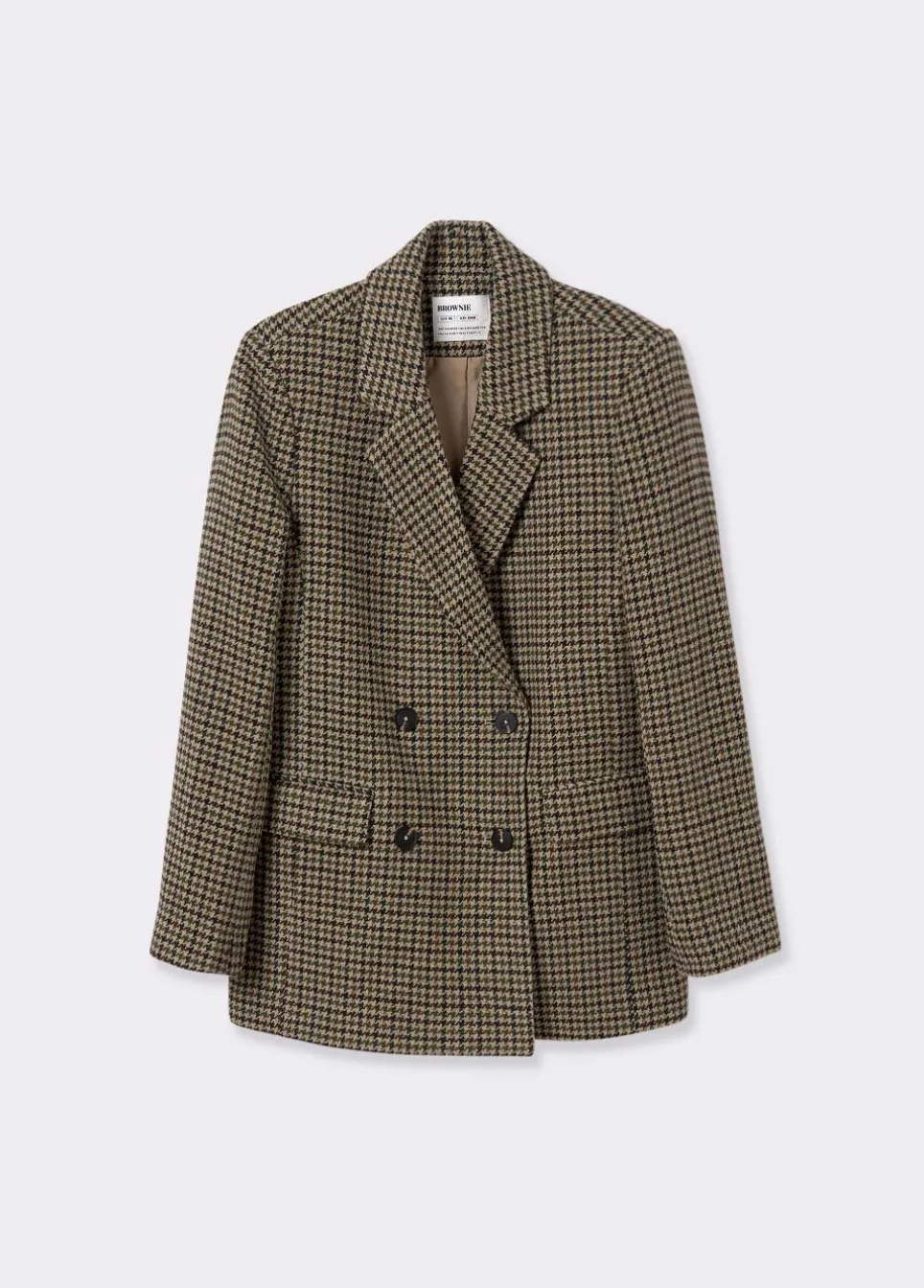 Blazer Overslag Pied-De-Poule Met Wol