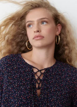Blouse Gekruiste Bandjes Print
