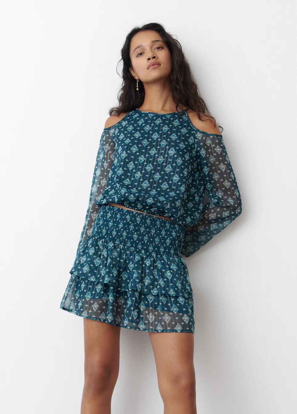Blouse Ontblote Schouder Ikat