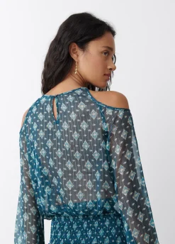 Blouse Ontblote Schouder Ikat