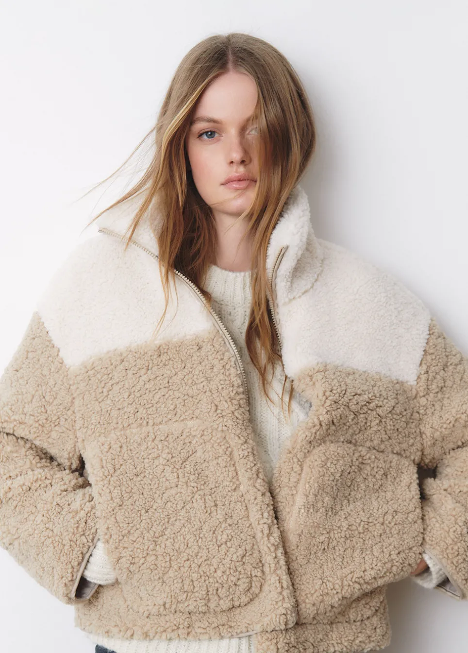 Jas Fleece Rits Contrast