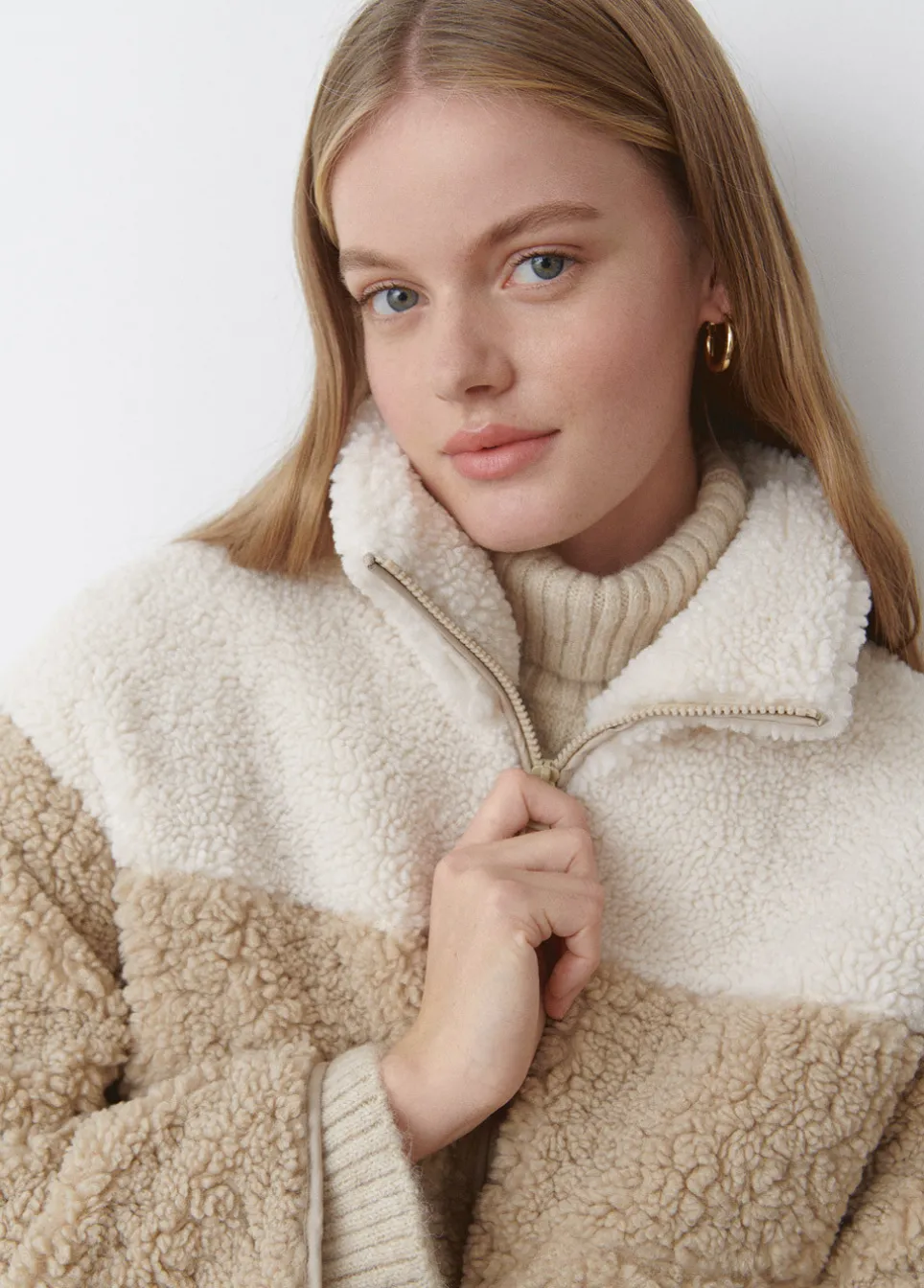 Jas Fleece Rits Contrast