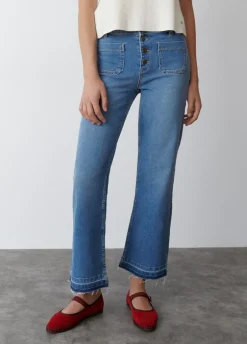 Jeans Culotte Knopen Voor