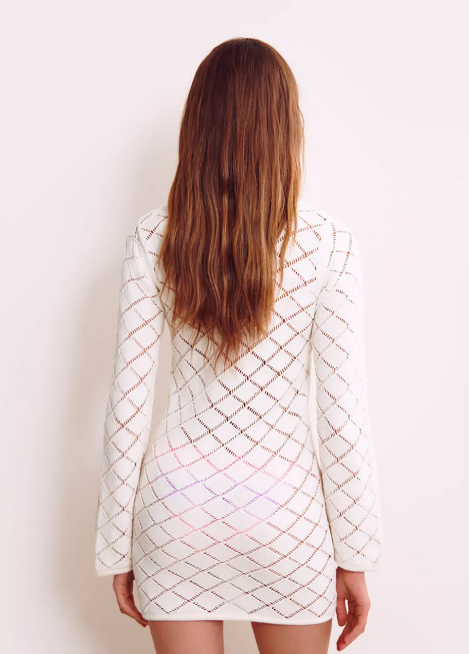 Jurk Crochet Kort Lange Mouw