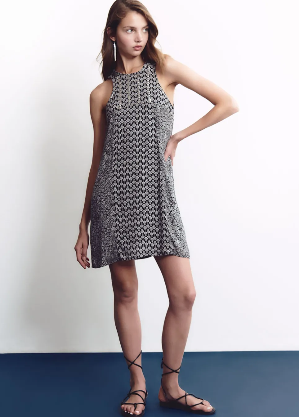 Jurk Dubbel Print Glanzend