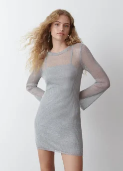 Jurk Opengewerkt Metallic Garen
