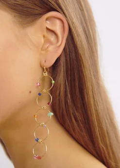 Oorbellen Lang 5 Ringen Steentjes
