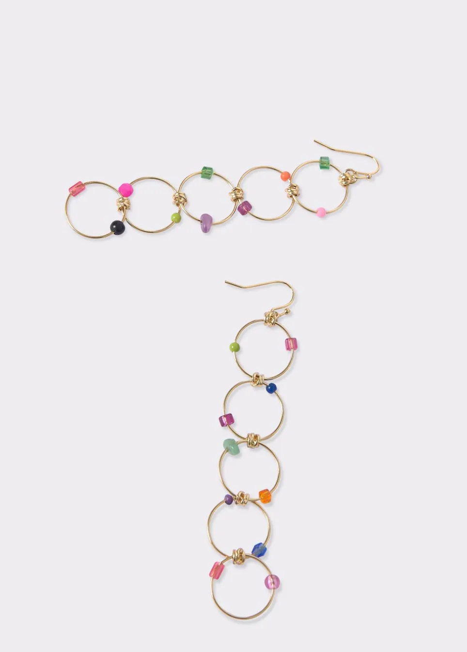 Oorbellen Lang 5 Ringen Steentjes