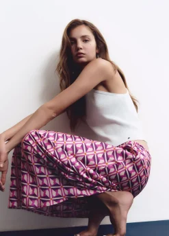 Rok Midi Print Satijn