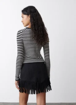 Rok Suede-Effect Franjes En Studs