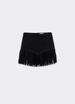 Rok Suede-Effect Franjes En Studs