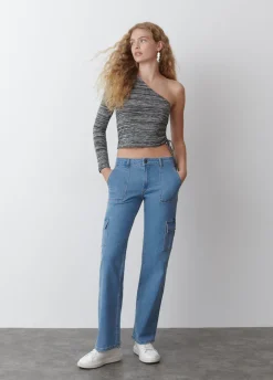 T-Shirt Lange Mouwen Asymmetrisch Plooi