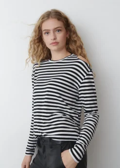 T-Shirt Strepen Cut-Out Schouders