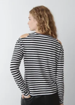 T-Shirt Strepen Cut-Out Schouders