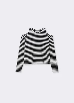 T-Shirt Strepen Cut-Out Schouders