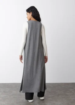 Vest Lang Gebreid Effen